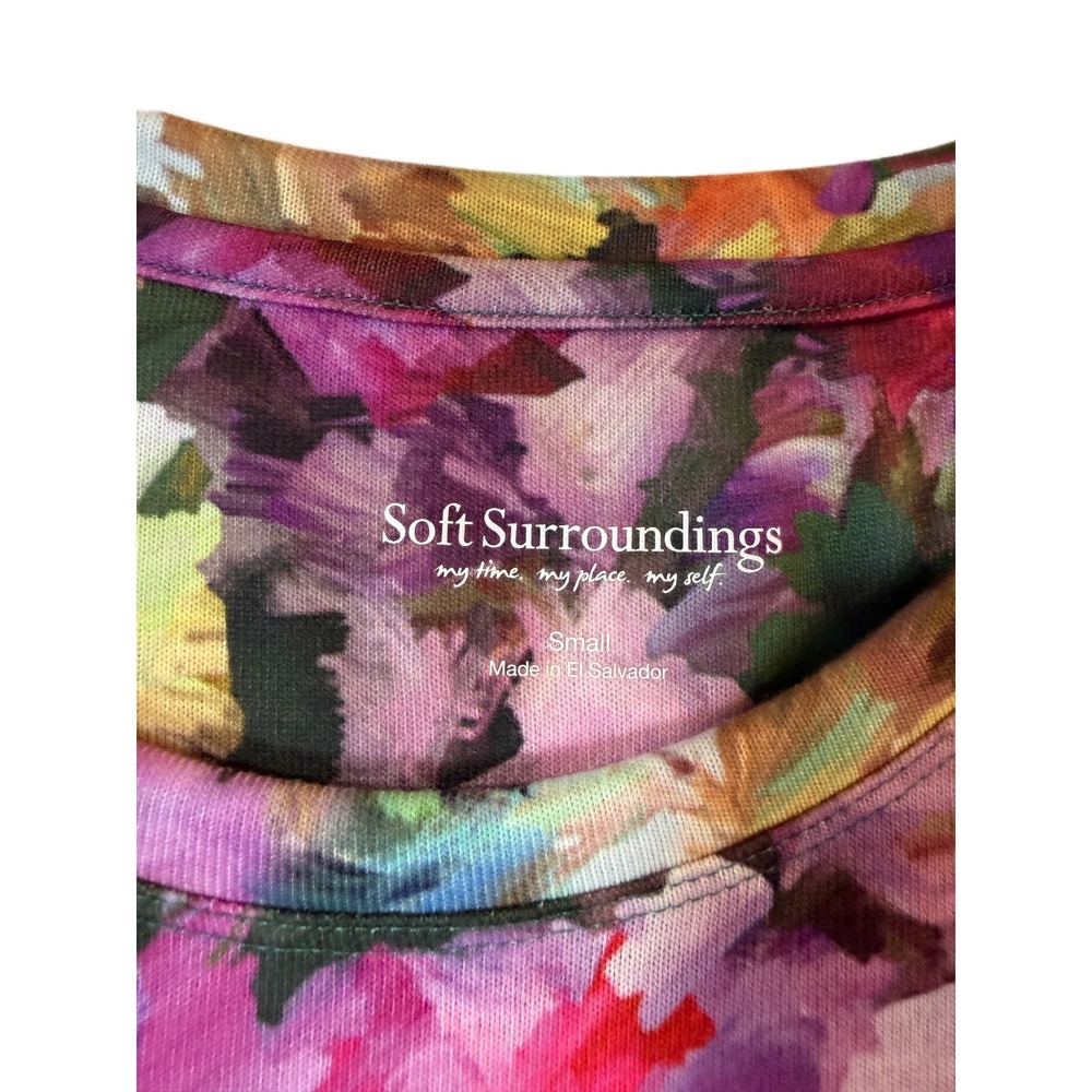 Soft Surroundings Tunic Top Womens SM Colorful Garden Floral Palm Beach Vibes - Picture 3 of 5